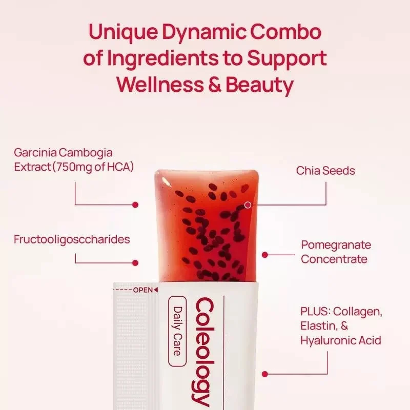 Pomegranate Chia Seed Jelly Sticks Prebiotic Collagen Supplement 20g per Stick