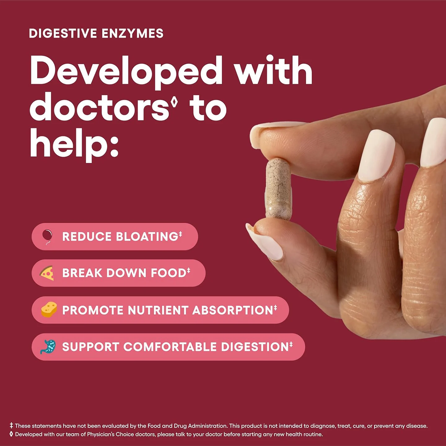 Probiotic Capsules 60 Count - Digestive Enzyme Supplement with Prebiotics & Herbal Blend