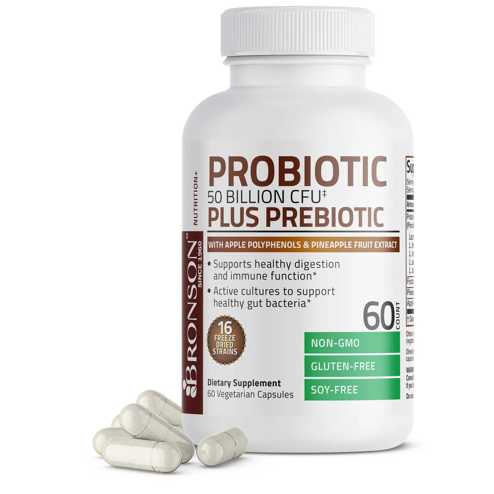 50 Billion CFU Probiotic with Prebiotic & Apple Polyphenols - 60 Veggie Capsules