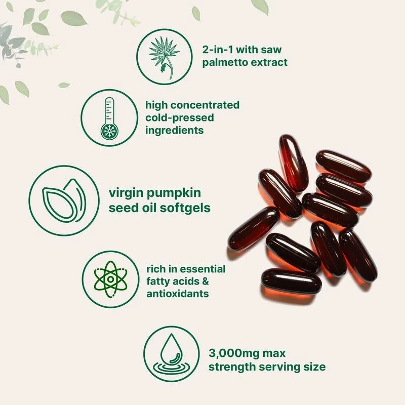 Pumpkin Seed Oil Softgels 3000mg with Saw Palmetto, Cold Pressed Virgin Oil, 300 Count 9 pumpkin seed oil softgels goo nutxjrd8 desc 4