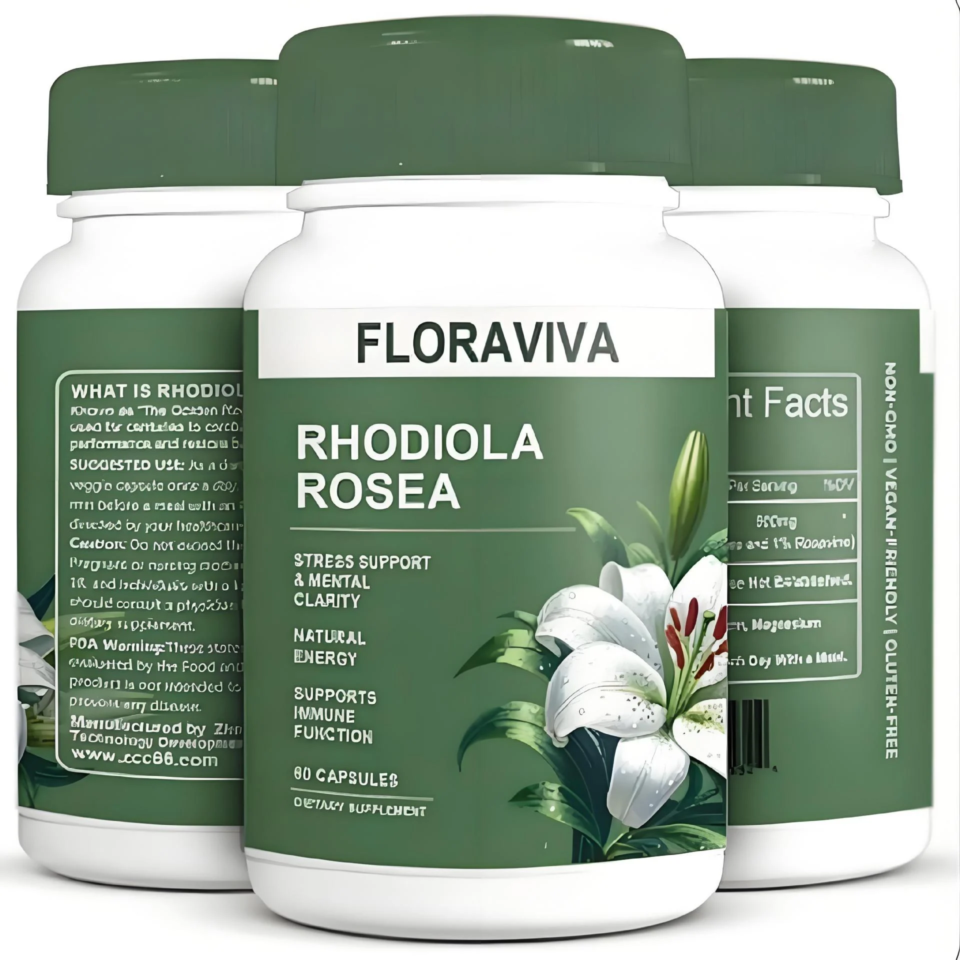 Rhodiola Rosea Capsules for Stress Support & Mental Clarity - 500mg 60 Vegan Capsules