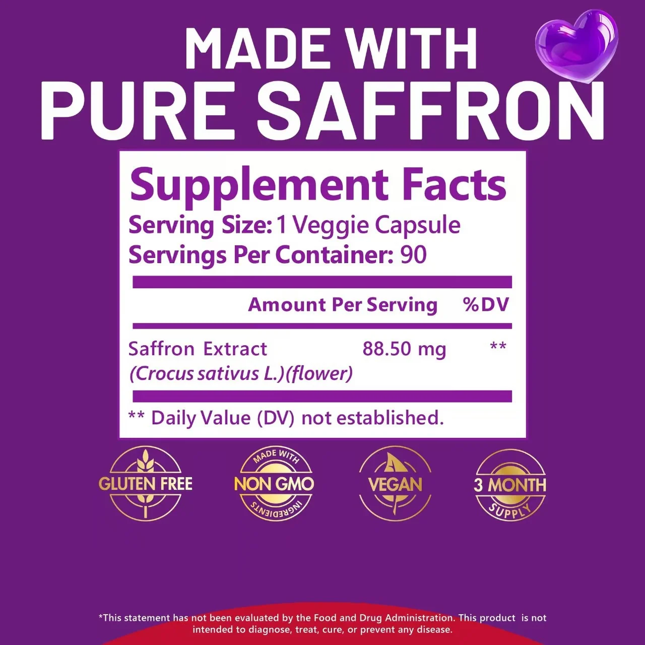 Saffron Extract Capsules for Mood Balance & Energy Focus - 88.5mg Pure Extract, 90 Day Supply, Vegan & Non-GMO 8 saffron extract capsules 88mg mood support goo mhxpm4cw desc 2