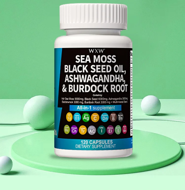 Sea Moss Black Seed Oil Capsules for Immune Support & Digestive Health - 120 Count 4 sea moss black seed oil capsules goo z6q7fkgt desc 1