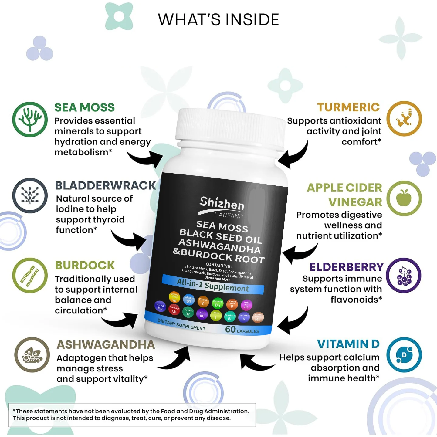 Sea Moss Capsules with Black Seed Oil & Ashwagandha 15-in-1 Multimineral Supplement 60 Count 9 sea moss capsules black seed oil goo u8zypqt2 desc 5