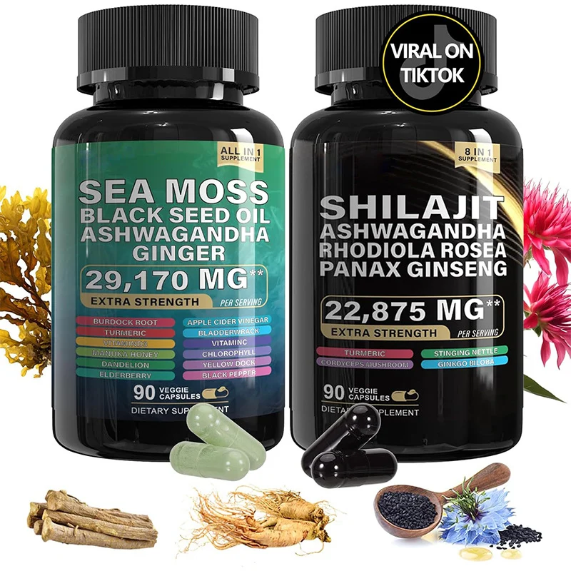 Shilajit Capsules 8-in-1 Supplement with Ashwagandha, Sea Moss & Fulvic Acid 3 shilajit capsules 8 in 1 supplement ashwagandha sea moss fulvic acid goo 2d3d5by3 desc 1