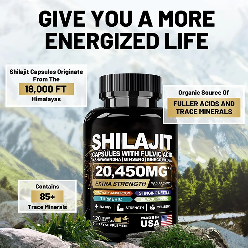 Shilajit Capsules 8-in-1 Supplement with Ashwagandha, Sea Moss & Fulvic Acid 8 shilajit capsules 8 in 1 supplement ashwagandha sea moss fulvic acid goo 2d3d5by3 desc 6