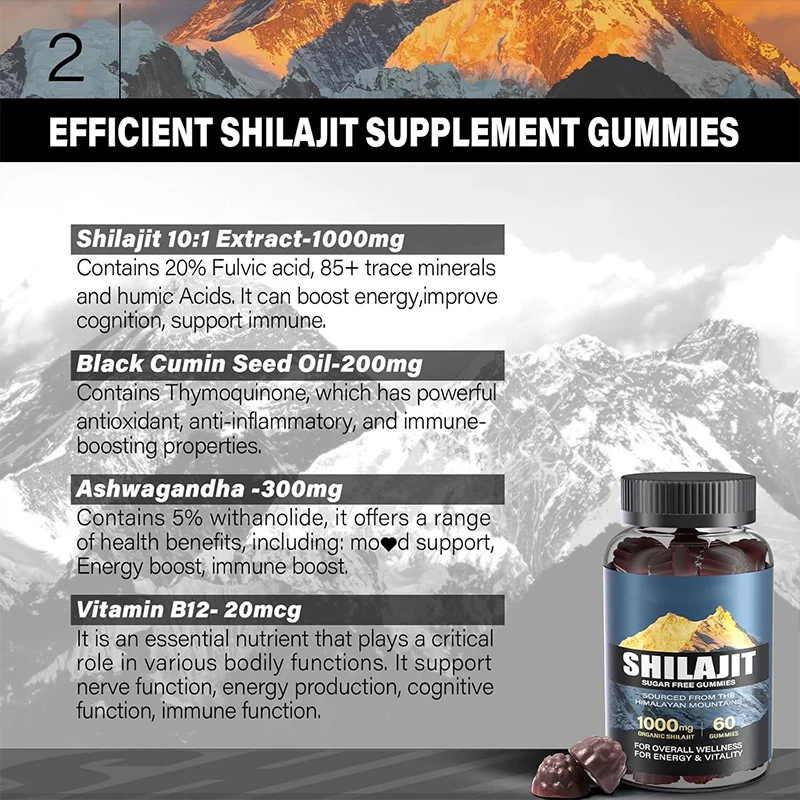 Shilajit Gummies 4000mg Dietary Supplement for Energy & Vitality - OEM Customizable 9 shilajit gummies 4000mg dietary supplement vegan goo 7puy3wge desc 5