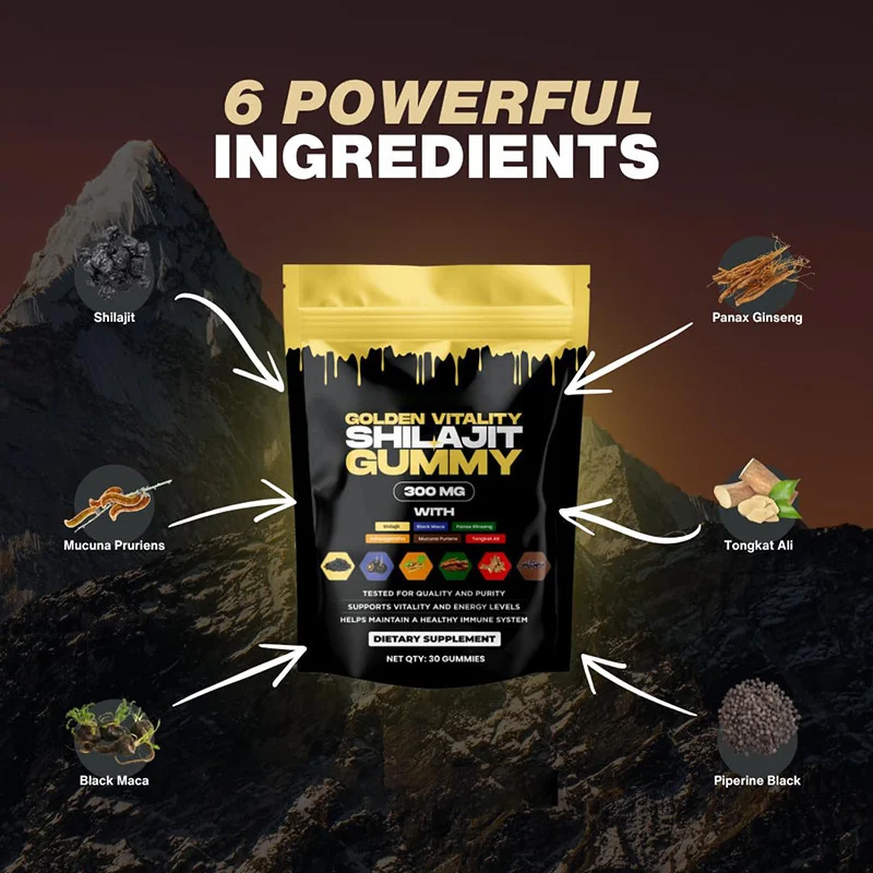 Shilajit Gummies for Energy and Vitality with Ashwagandha & Tongkat Ali (30 Count)