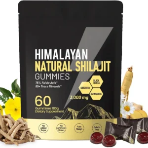 Shilajit Gummies 3000mg for Natural Energy & Immune Support - Himalayan Shilajit with Ashwagandha & 75% Fulvic Acid - 60 Vegan Gummies