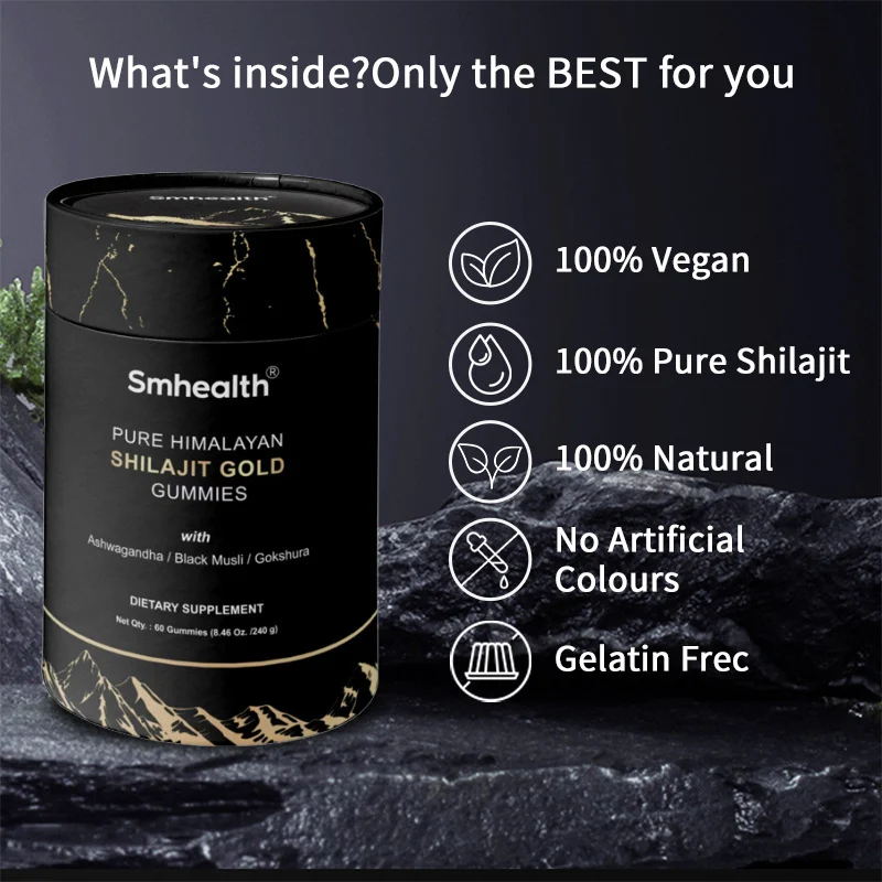 Shilajit Gummies Himalayan Gold Supplement with Ashwagandha 60 Count