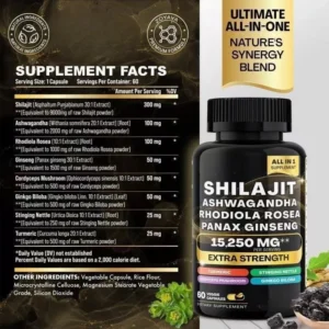 Premium Shilajit 8-in-1 and Sea Moss 16-in-1 Dietary Supplement Capsules for Vitality and Immune Support