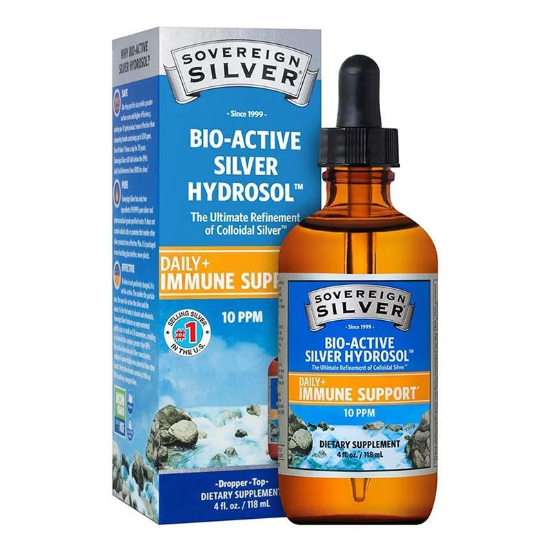 Silver Hydrosol Immune Support Drops Bio-Active 10 PPM Dietary Supplement 118ml