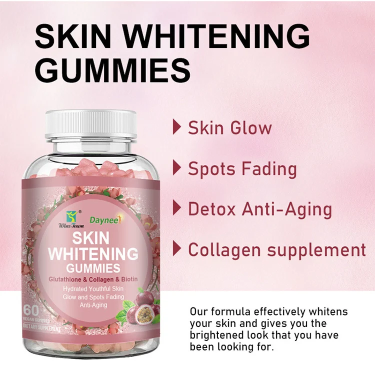 Skin Whitening Gummies with Glutathione, Collagen & Biotin for Anti-Aging and Radiant Glow - 60 Vegan Gummies 9 skin whitening glutathione collagen gummies goo 7bq63xas desc 3