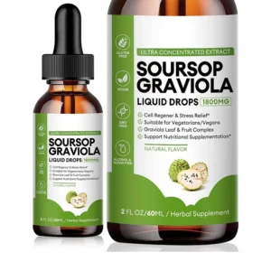 1800mg Soursop Graviola Liquid Drops for Immune Support and Stress Relief in a 60ml Bottle