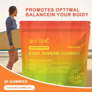 Daily Tanning Gummies with Astaxanthin & Lycopene for Healthy Skin