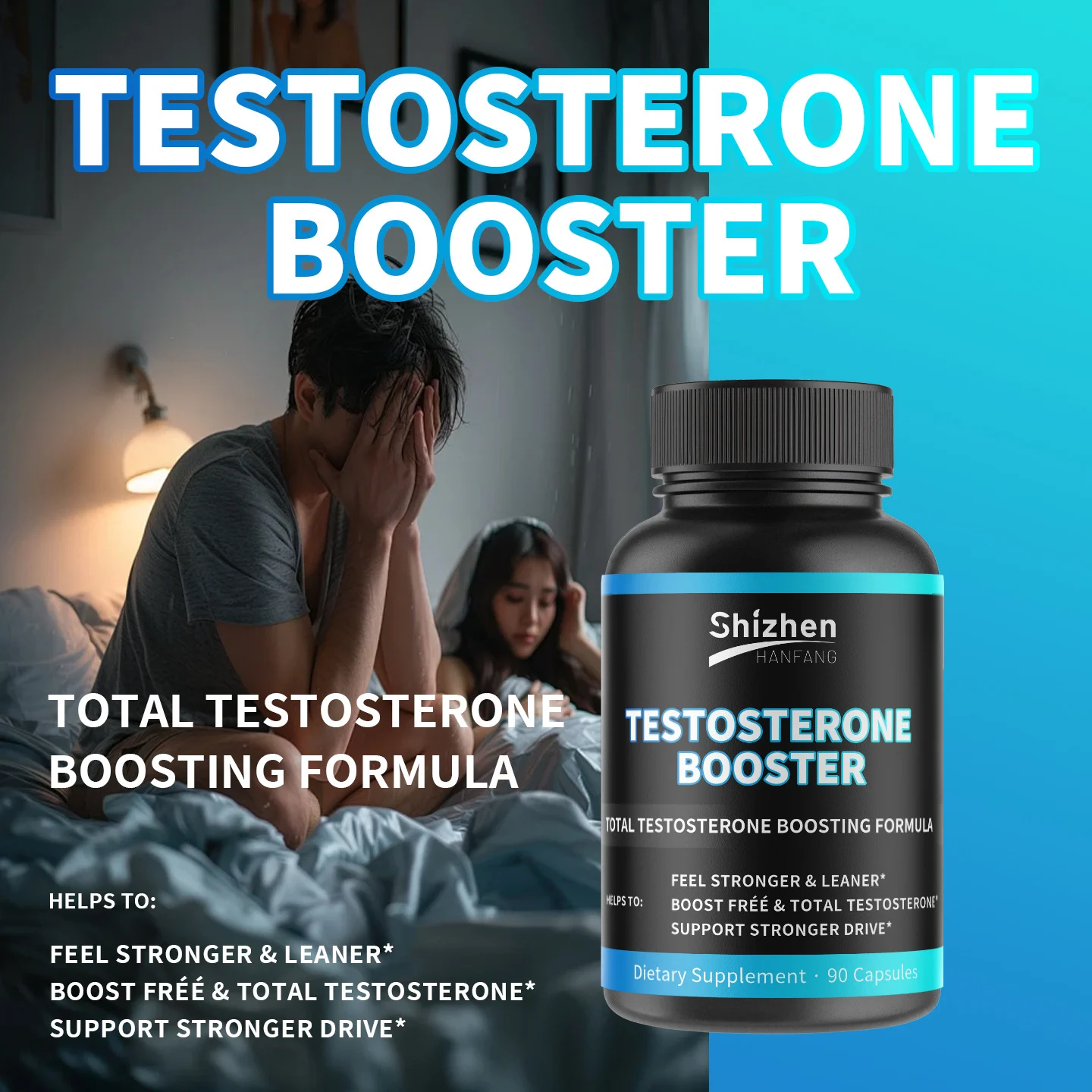 Testosterone Booster Capsules for Men 90 Count Natural Strength & Drive Support
