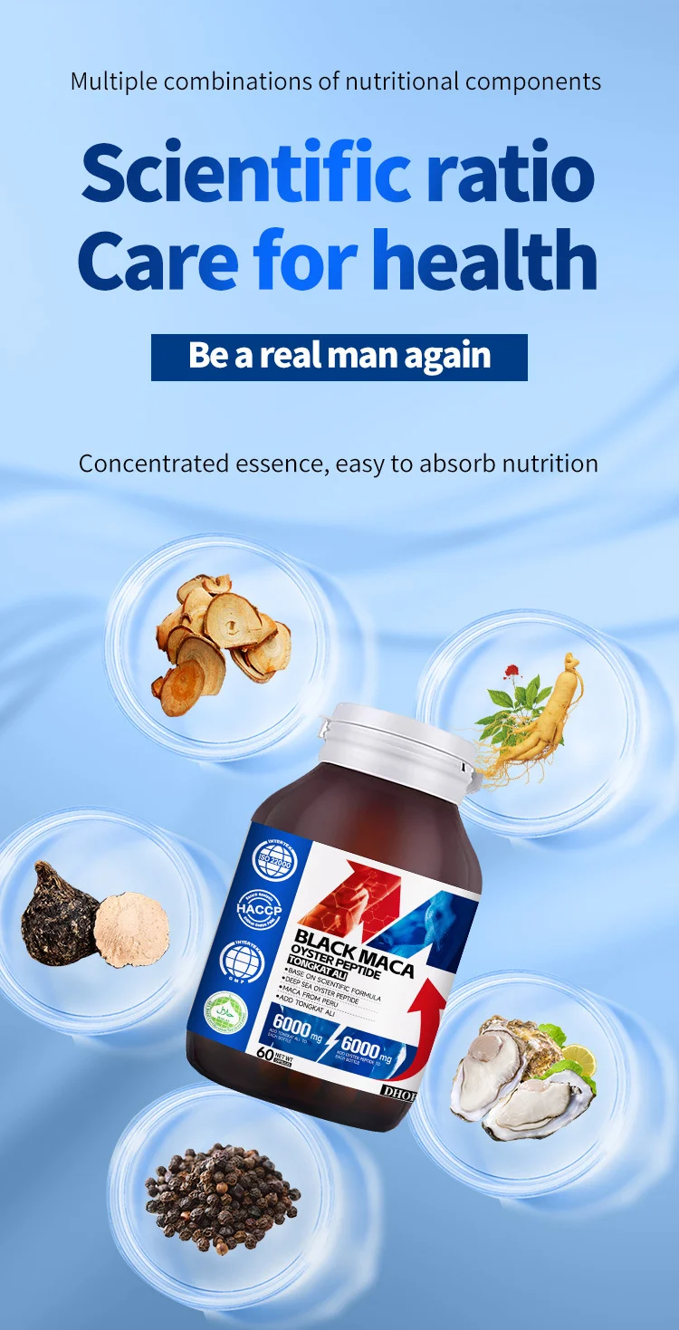 BLACK MACA OYSTER PEPTIDE Tongkat Ali Capsules for Men 60 Count 7 tongkat ali capsules men maca ginseng oyster peptide goo mqn9mk9s desc 2