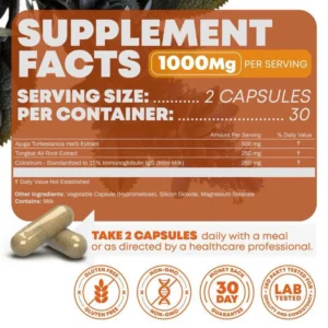 Tongkat Ali & Turkesterone Capsules - 60 Count Dietary Supplement