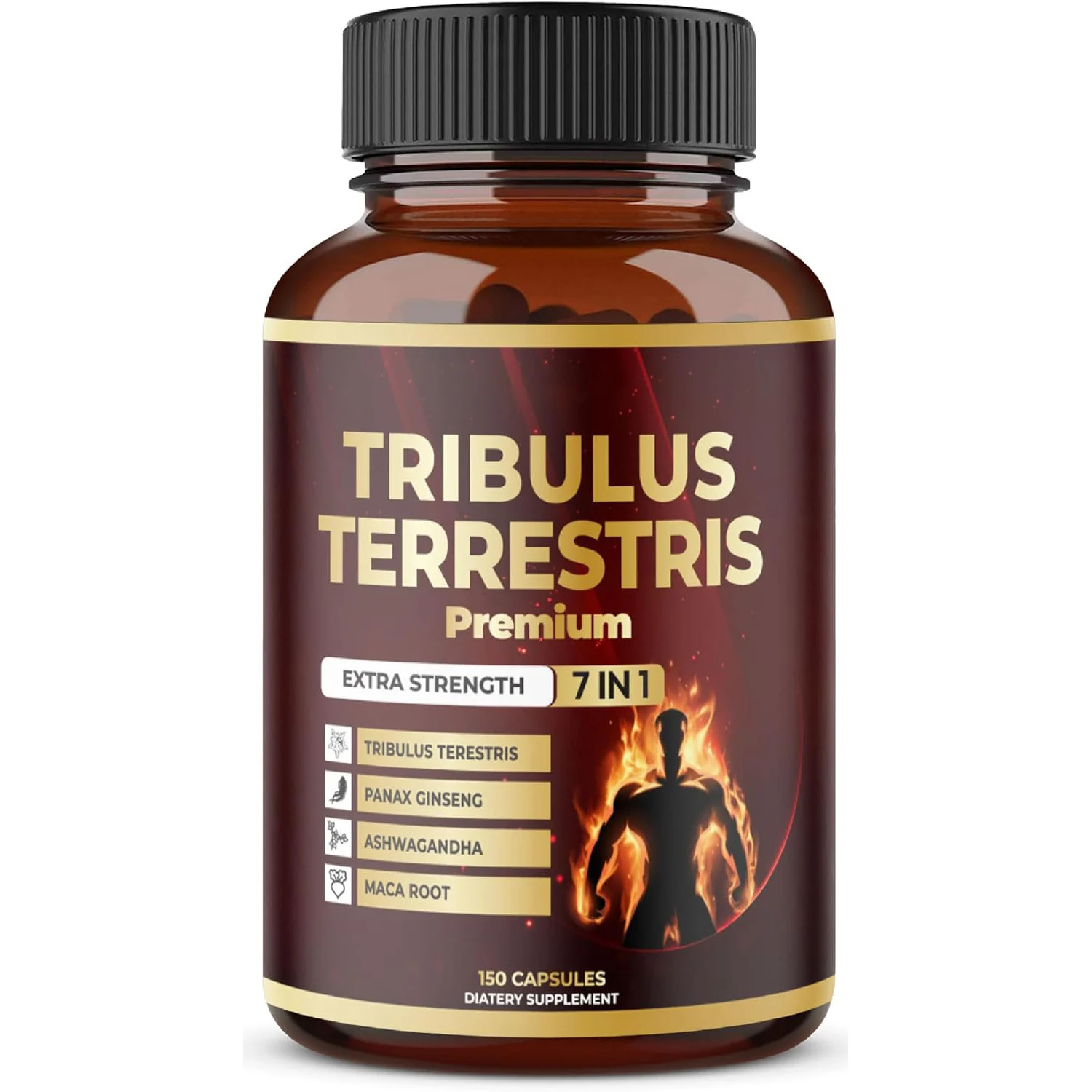 Tribulus Terrestris Capsules 7-in-1 Extra Strength Supplement with Ashwagandha, Maca, and Ginseng for Vitality and Performance
