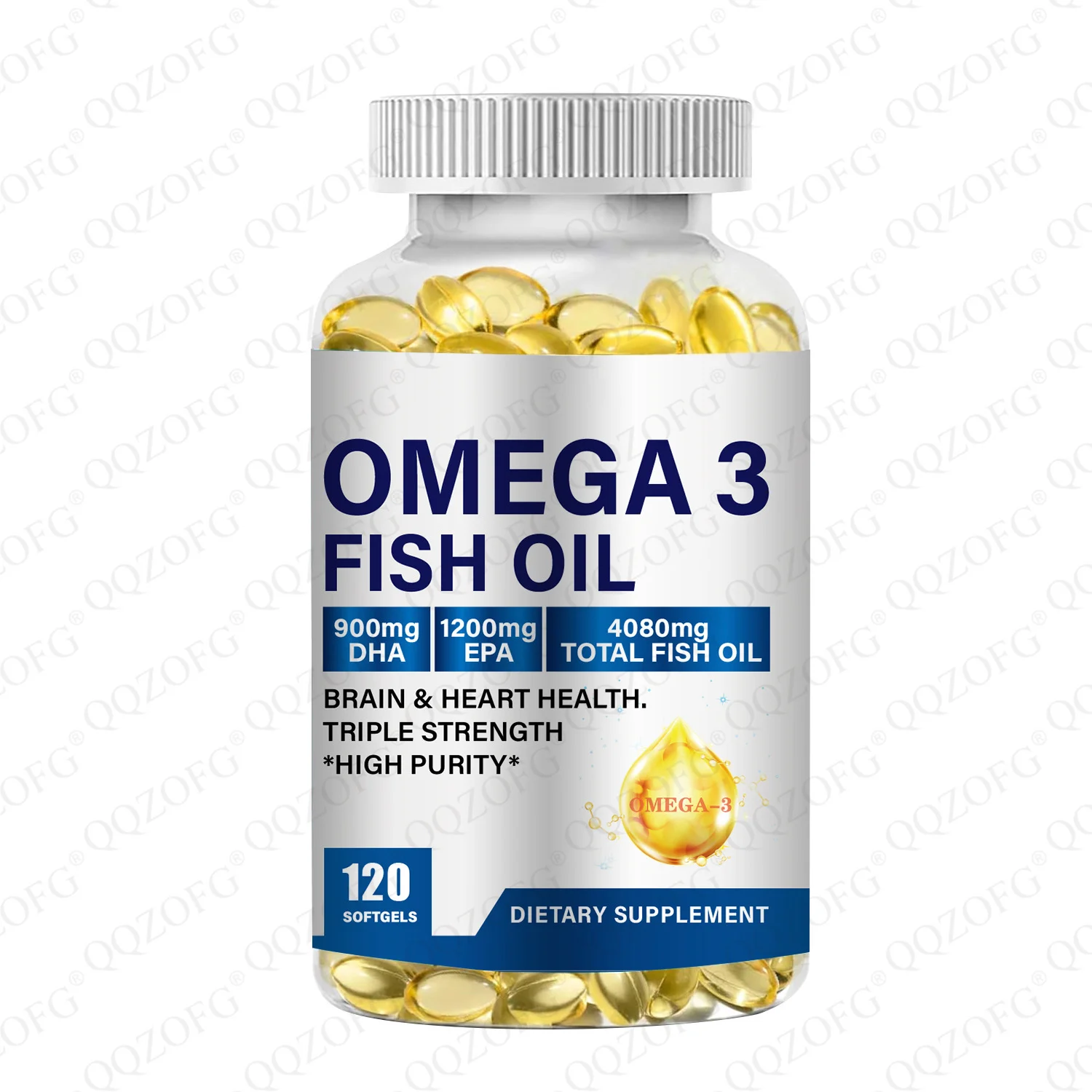 Fish Oil Capsules Triple Strength Omega 3 for Brain and Heart Health 4080mg 120 Softgels