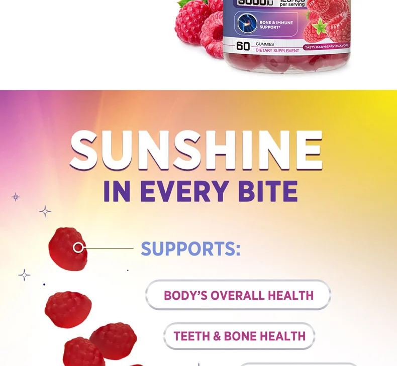 Vitamin D3 Gummies Extra Strength 5000 IU with Zinc & L-Theanine, Raspberry Flavor, Pectin-Based 9 vitamin d3 gummies extra strength 5000 iu raspberry zinc l theanine goo 7tguge44 desc 4