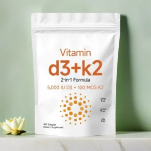 Vitamin D3 K2 Capsules 5000 IU with MK-7 for Bone and Heart Health Support