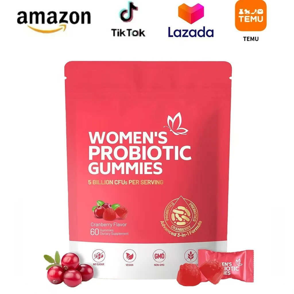 Women's Probiotic Gummies for Vaginal Health & pH Balance - 5 Billion CFU Sugar-Free Cranberry Supplement (60 Count)
