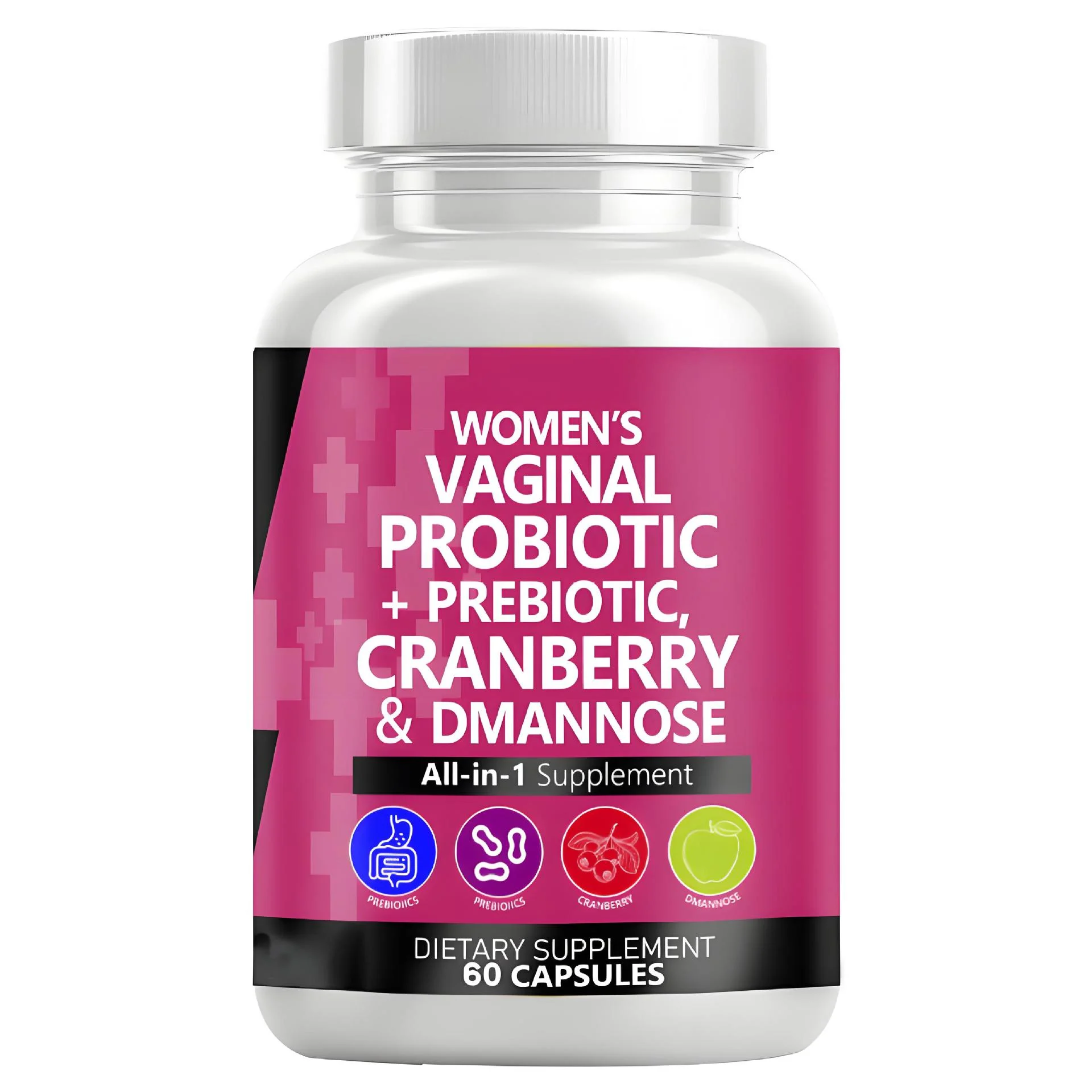 Women's Probiotics Capsules for Vaginal Health & PH Balance - All-in-1 Supplement with D-Mannose, Cranberry & Prebiotics (60 Count)