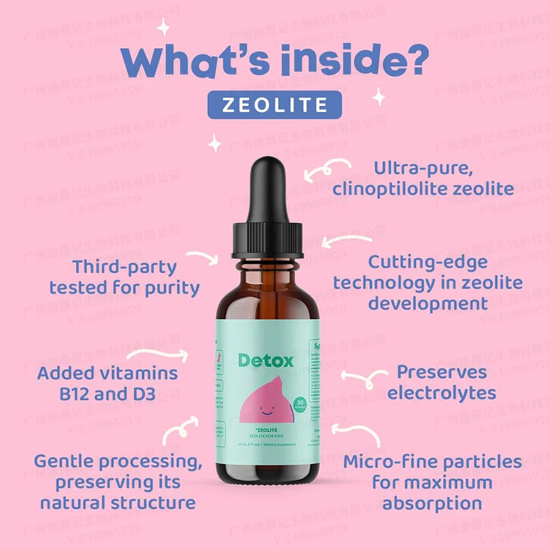 Zeolite Drops for Kids 30ml dietary supplement with Vitamin B12 and D3 for gentle detox support