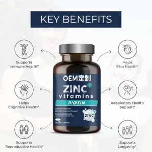 Custom Zinc Vitamin Tablets with Biotin and Copper for Immune & Skin Health