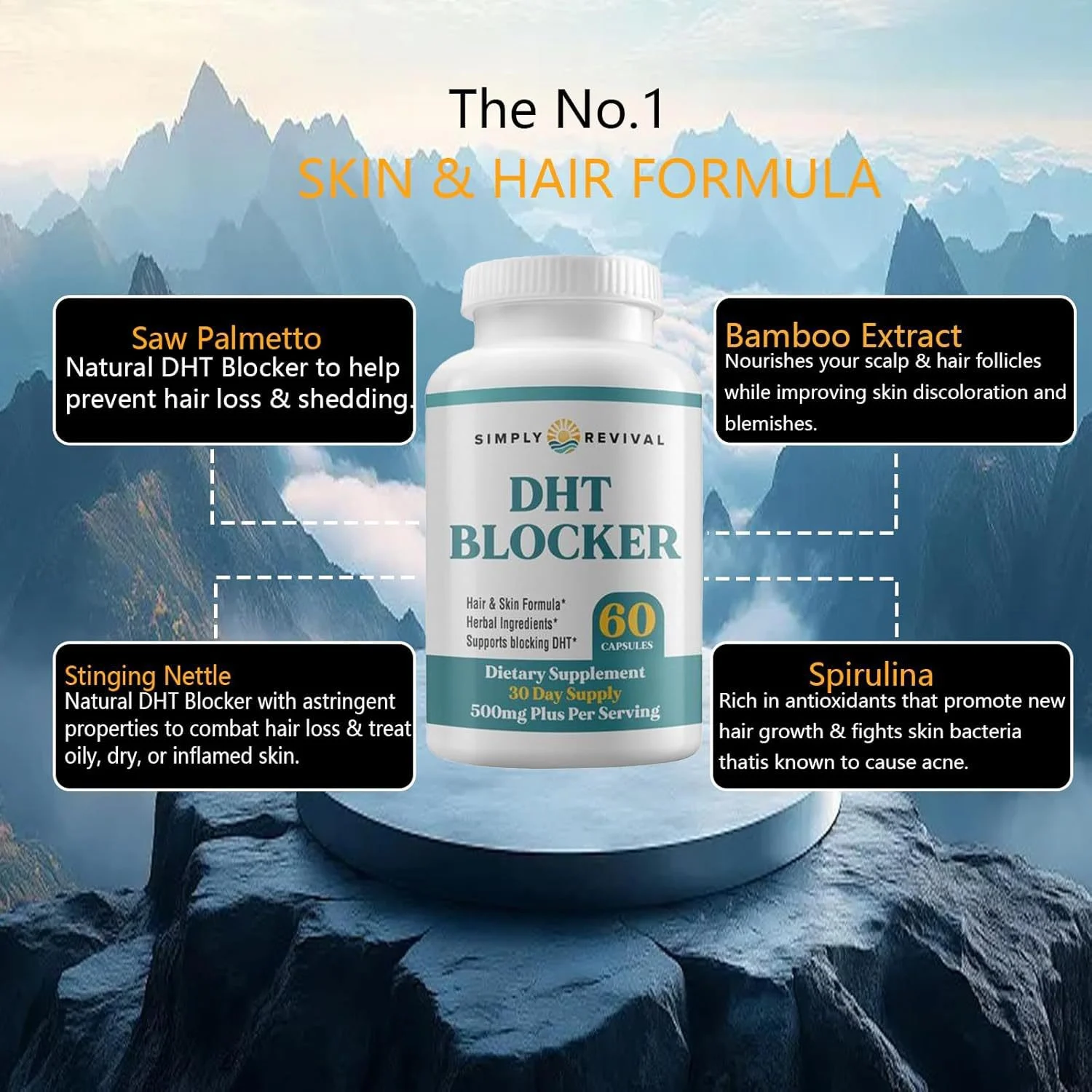 DHT Blocker Hair & Skin Support Formula 60 Capsules 7 dht blocker hair skin support formula 60 capsules goo h66ggv4k desc 3