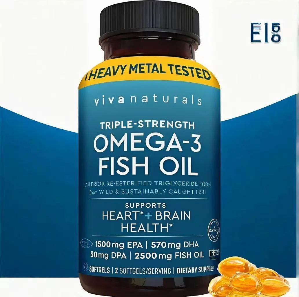 Triple Strength Omega 3 Fish Oil Softgels featuring 1500mg EPA and 568mg DHA for superior heart and brain support