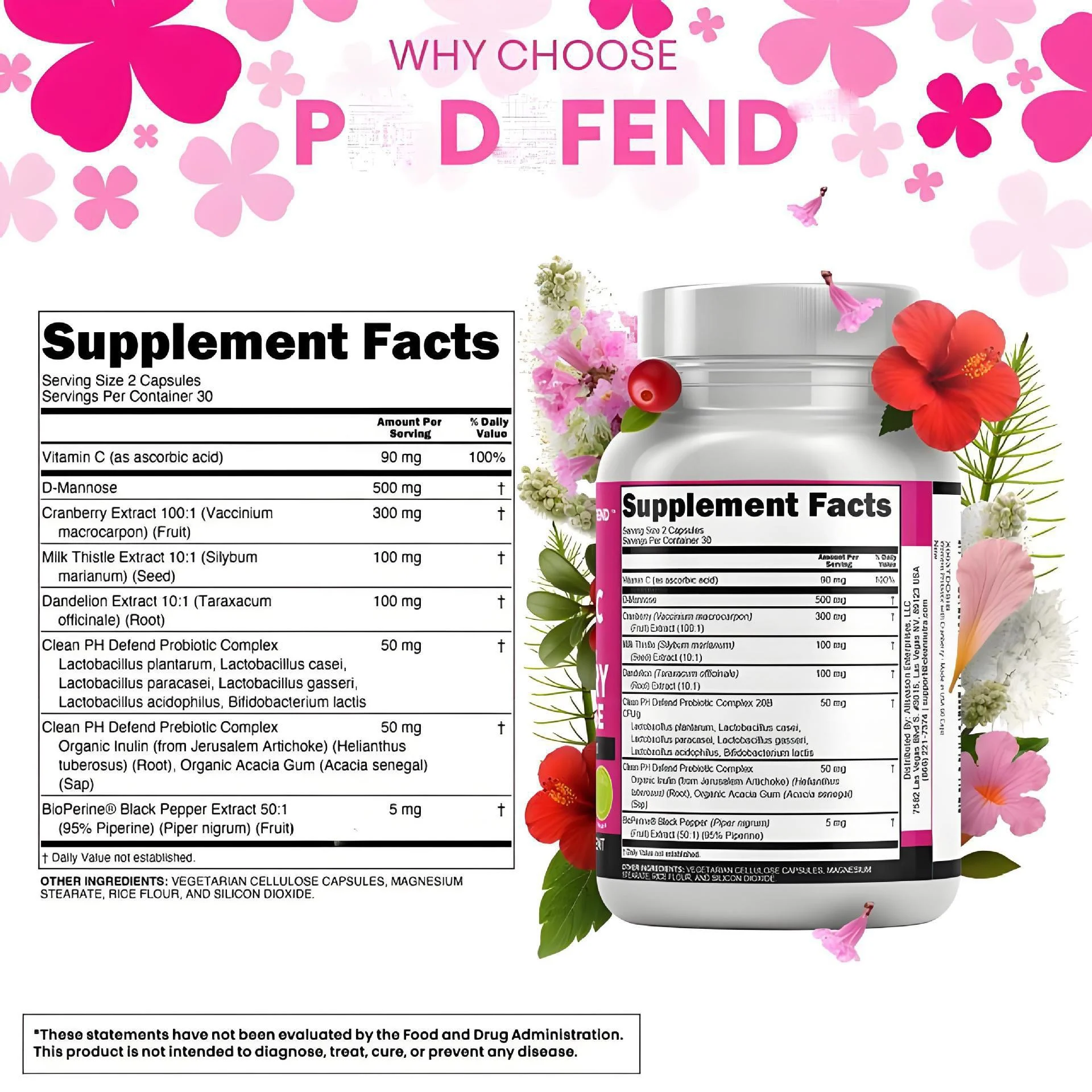 All-in-One Women's Vaginal Probiotic Supplement with D-Mannose, Cranberry, and 20 Billion CFU